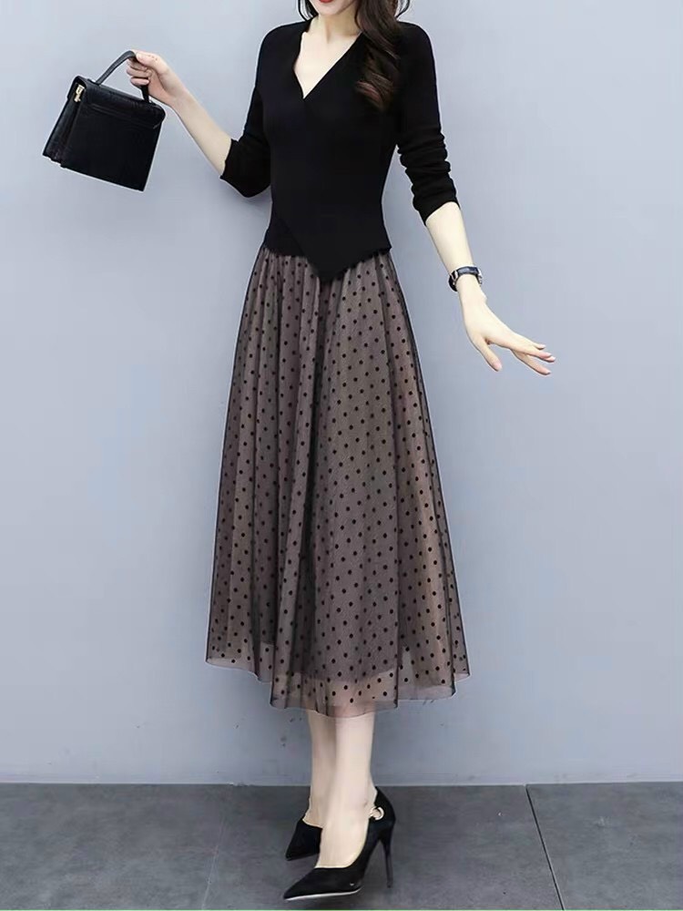 Đầm Dập Ly Chân Lưới Bi - HN920